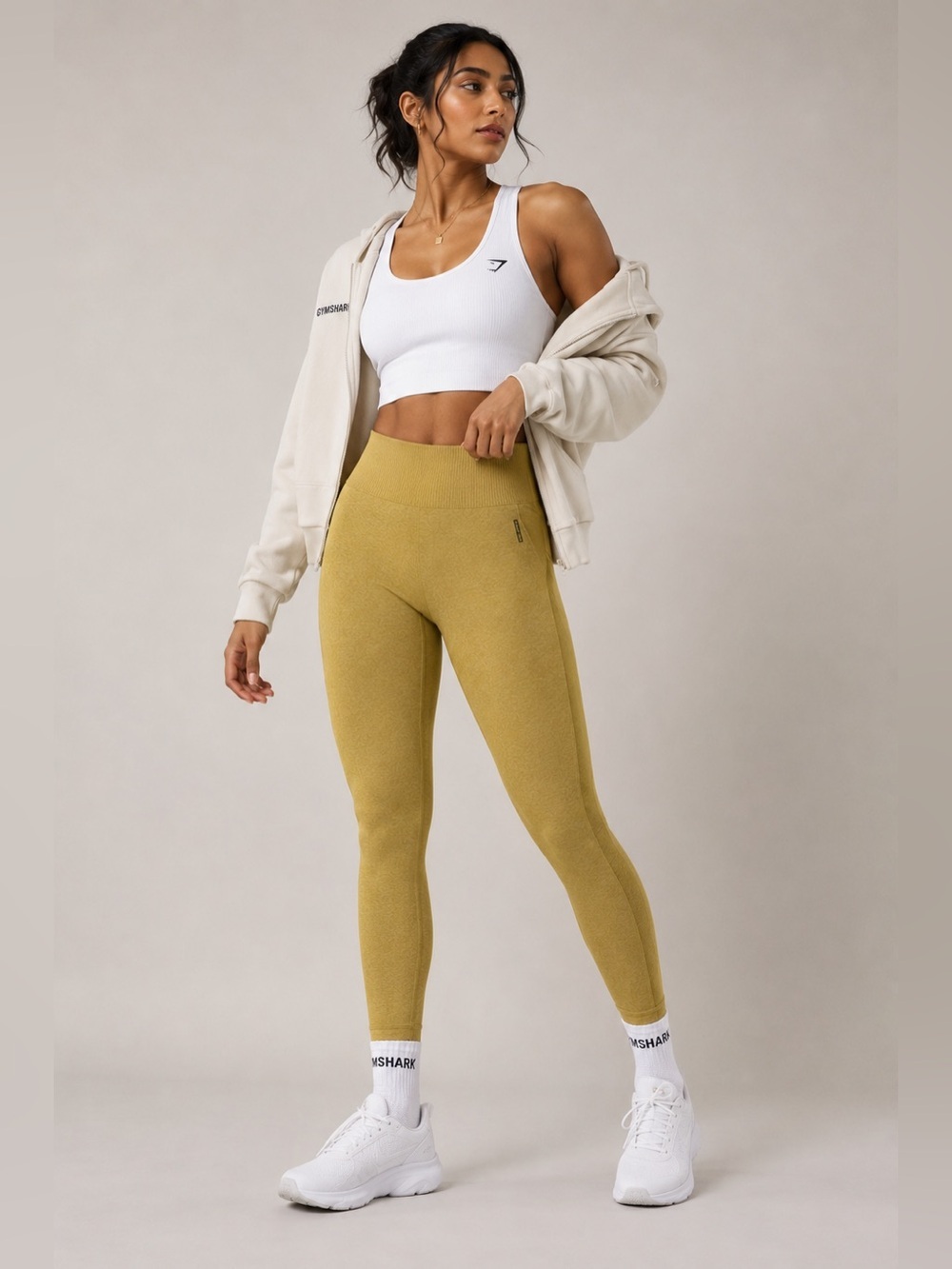 Gymshark Yellow High-Waisted Seamless Leggings – Small – Lightweight & Stretchy